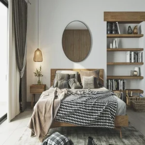 gương tròn khung gỗ