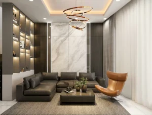 một phòng khách có ghế sofa và bàn cà phê